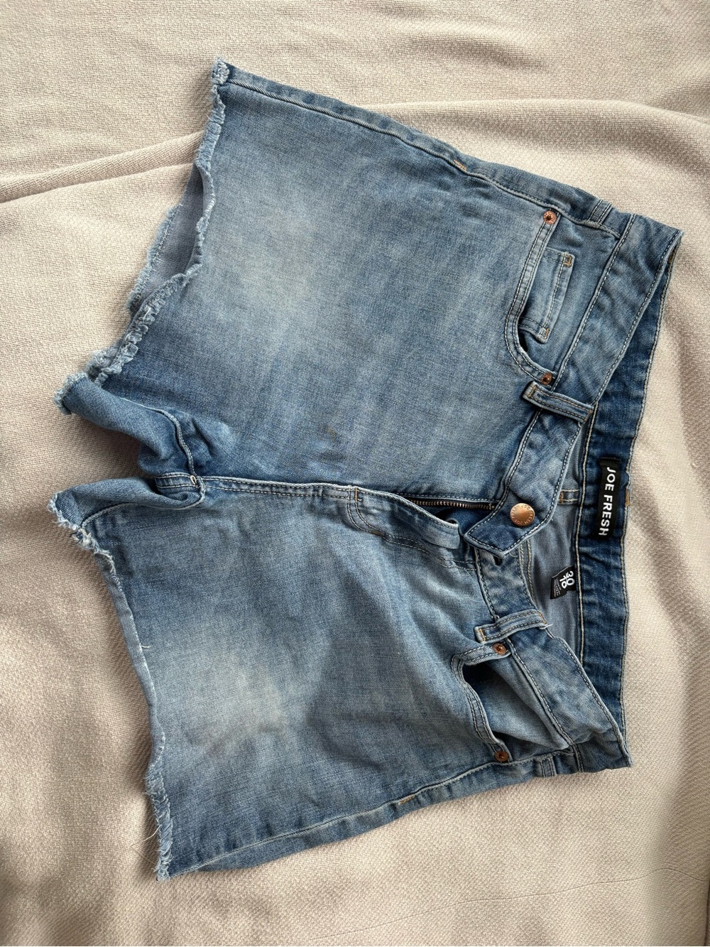 Joe Fresh Faded Blue Denim Frayed Hem Shorts